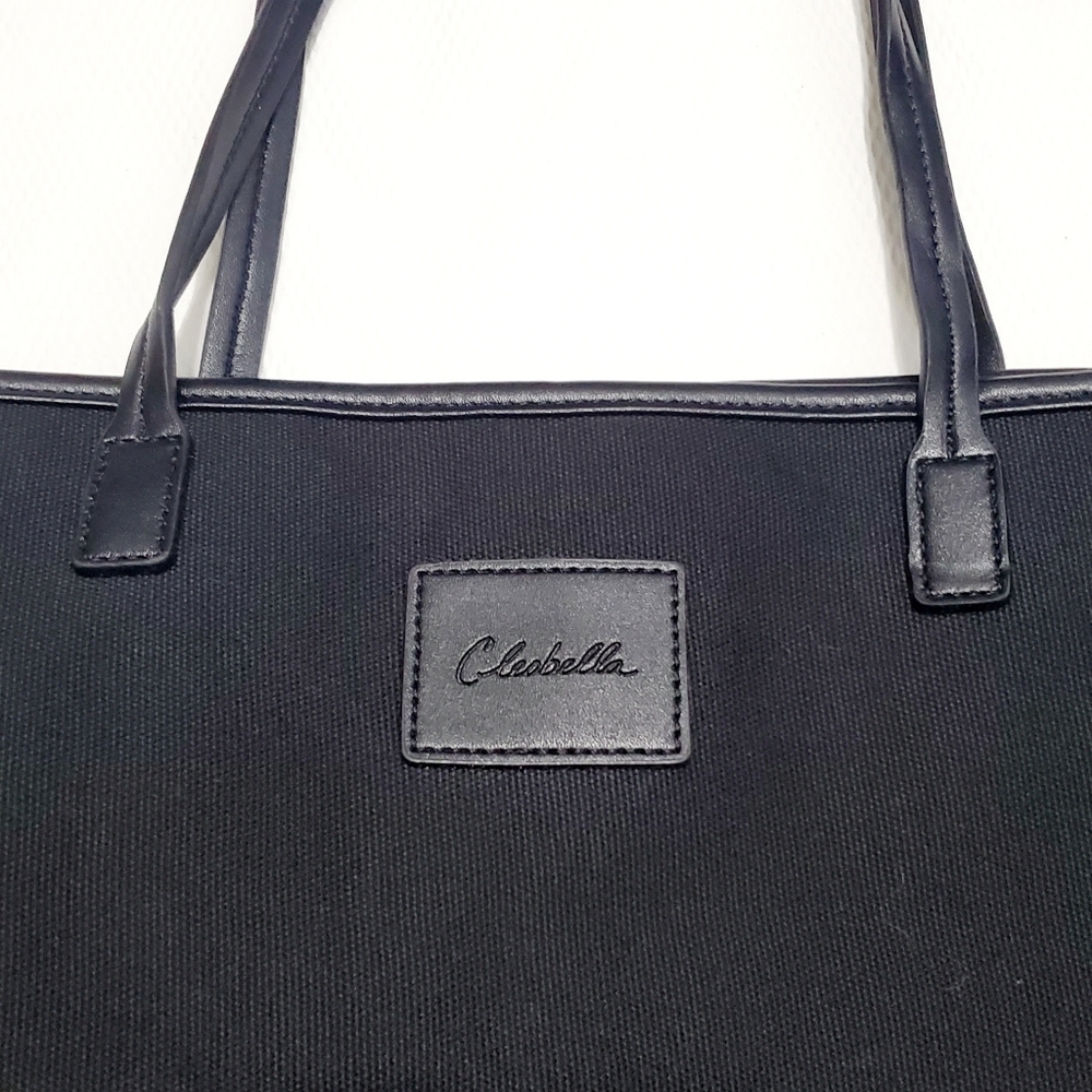 Cleobella Large Black Canvas Tote Shoulder Bag - Picture 3 of 11